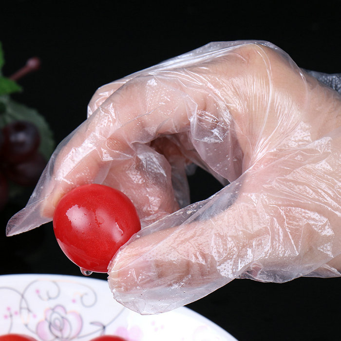 Guanti monouso in polietilene elasticizzato per alimenti