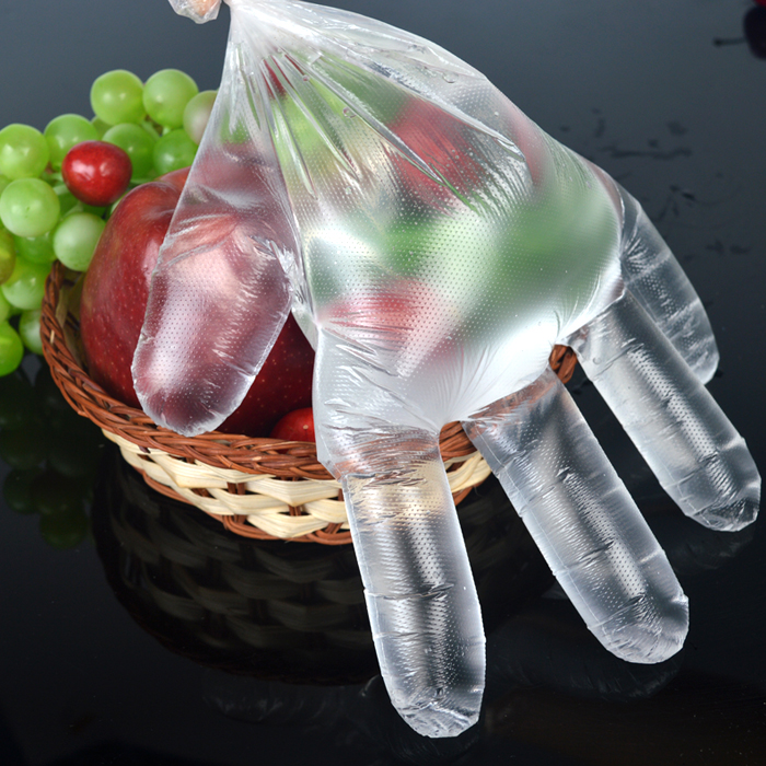 PE Plastica Uso quotidiano per uso alimentare per uso alimentare Uso alimentare a prova di olio Guanti monouso in plastica PE HDPE trasparente monouso a mano