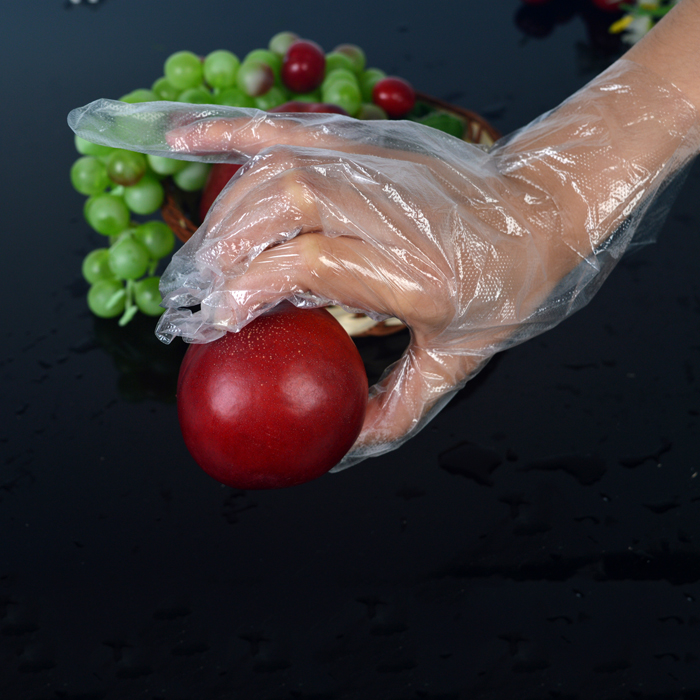 Guanti monouso in plastica Poly per la manipolazione degli alimenti